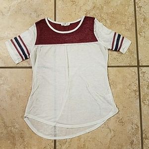 Thin red and white jersey t-shirt see through